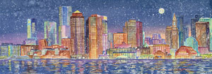 Boston Skyline Winter, panoramic