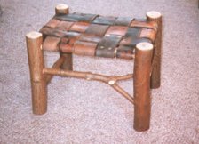 Rustic Foot Stool with Leather Straps