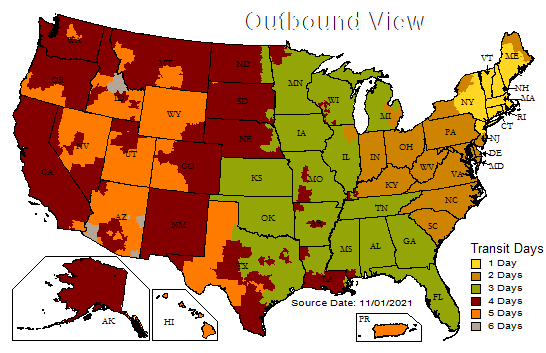 Massachusetts Bay Trading - Ground Times Map