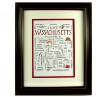 Framed Massachusetts Calligraphy Sampler