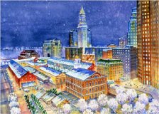 Quincy Market Winter Evening - Art Print