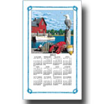 2012 Lobstering, Nautical Scene Calendar Towel