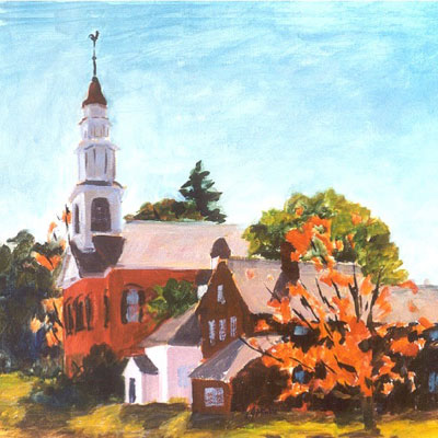 Brick Church, Old Deerfield Framed Art Print