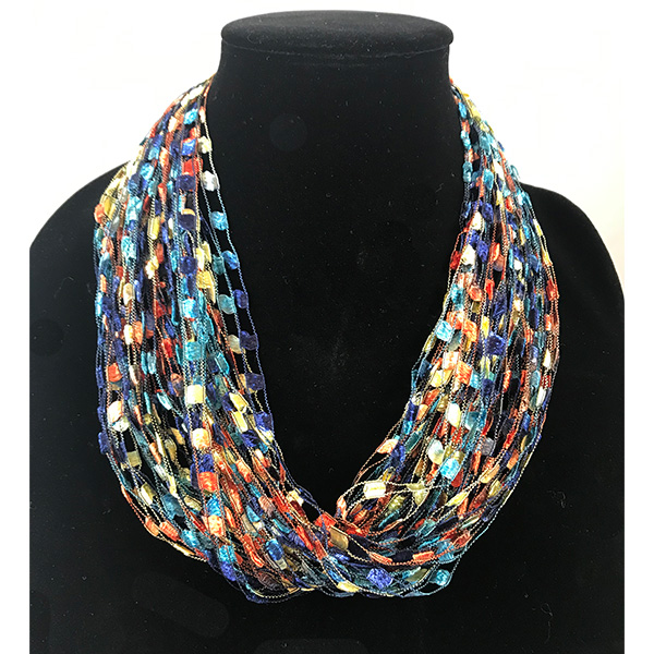 Multi-Colored Gem 18" Fiber Necklace