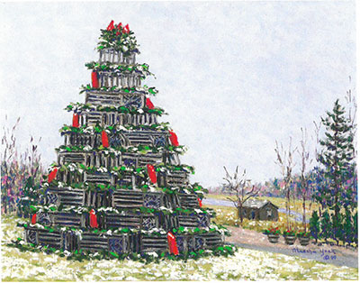 Lobster Trap Christmas Tree, Cape Porpoise, Maine Holiday Cards