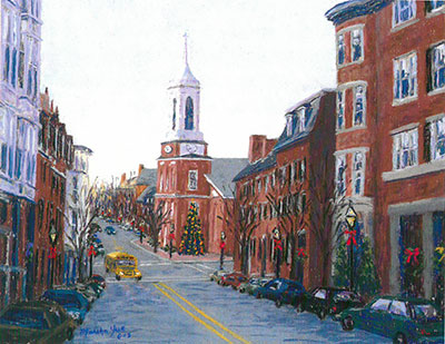 Beacon Hill Christmas, Boston, Box of 10 Holiday Cards