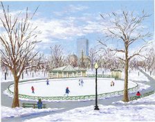 Boston Common Frog Pond, Box of 10 Holiday Cards