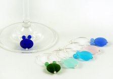 Sea Glass Wine Charms - Set of 6