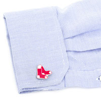 Red Sox cufflinks on a sleeve